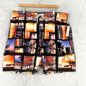 Sonoma Men's Swim Trunks Size XXL Tropical Sunset Beach Surf Palm Trees NWT‎